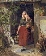 Adolph Heinrich Richter A young wine grower and her children Spain oil painting artist